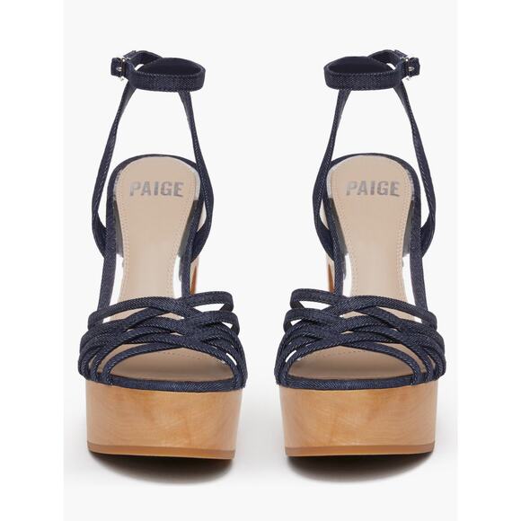 PAIGE indigo blue classic Strappy Chelsey Platform Sandal (Women) 9.5 - Picture 1 of 12